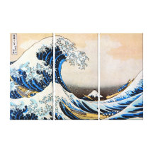 神奈川沖浪裏, gran onda del 北斎, Hokusai, Ukiyo-e Impresión En Lona Estirada