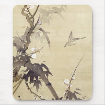 竹に鳥, pájaro y bambú, Kiitsu, arte del 其一 de Japón Tapete De Raton
