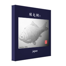 縁起鮒！※基本サイズ約；【６０．９６×６０．９６】前後。　JAPAN　ART　GYOTAKU ギャラリー張りキャンバス