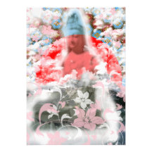 花と観音菩薩と今治城 カスタム案内状