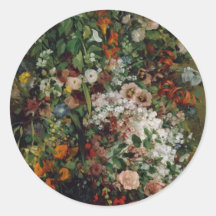 花瓶の中の花束 丸形シールステッカー