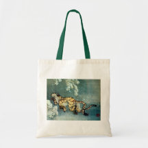 雪中虎図, tigre en la nieve, Hokusai del 北斎 Bolsa Lienzo