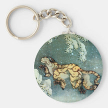 雪中虎図, tigre en la nieve, Hokusai del 北斎 Llavero