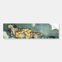 雪中虎図, tigre en la nieve, Hokusai del 北斎 Pegatina De Parachoque