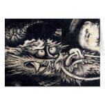 雲龍図, dragón del 曾我蕭白 con la nube, Sumi-e Tarjeta