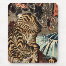 龍虎, tigre y dragón, Kuniyoshi, Ukiyo-e del 国芳 Tapetes De Ratón