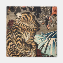 龍虎, tigre y dragón, Kuniyoshi, Ukiyo-e del 国芳 Imanes Para Frigoríficos