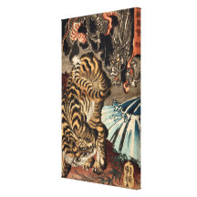 龍虎, tigre y dragón, Kuniyoshi, Ukiyo-e del 国芳 Lona Envuelta Para Galerías