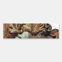 龍虎, tigre y dragón, Kuniyoshi, Ukiyo-e del 国芳 Pegatina De Parachoque