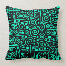 040512 - Turquesa en negro Almohadas