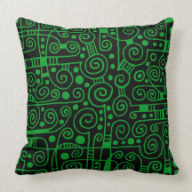 040512 - Verde de hierba en negro Almohada