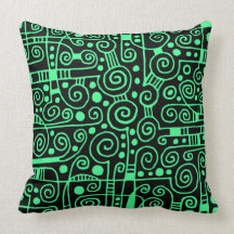 040512 - Verde menta en negro Almohada