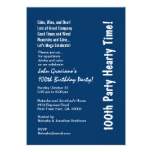 100o azul caluroso de la fiesta de cumpleaños y bl comunicado personalizado