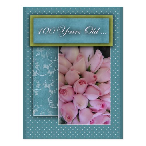 ¡100o cumpleaños feliz - con los rosas! tarjeta postal