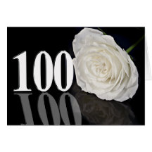 100o Tarjeta de cumpleaños con un rosa blanco clás