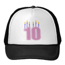 10 velas del cumpleaños (rosa/púrpura) gorros  
