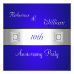 10mo cobalto del aniversario y fiesta elegantes de invitaciones personales 