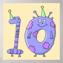 10mo Criaturas del dibujo animado de la fiesta de  Poster