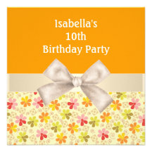 10mo Flores poner crema anaranjadas de la fiesta d Invitacion Personalizada