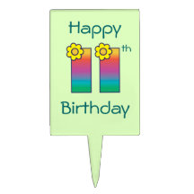11mo cumpleaños feliz en el arco iris de Flores Decoración Para Tarta