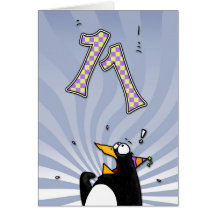 11mo cumpleaños - tarjeta de la sorpresa del pingü