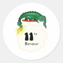 11mo Dragón del cumpleaños Etiquetas Redondas
