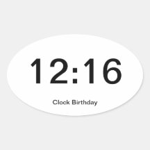 12:16 del pegatina del cumpleaños del reloj