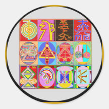 12 diseños de la cura de Reiki n Karuna Reiki Pegatina Redonda