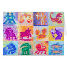 12 muestras del zodiaco en colores pastel tarjeta