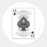 13 de espadas: Naipe: Pegatina Redonda