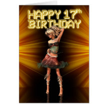 17ma estrella feliz del adolescente del cumpleaños felicitacion 