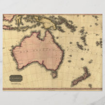 1818 mapa de Australasia - Australia, Nueva Zeland Flyer A Todo Color