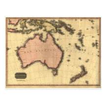 1818 mapa de Australasia - Australia, Nueva Zeland Tarjetas Postales