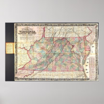 1862 mapa Virginia, Maryland, y Delaware Impresiones