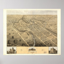 1868 Elyria, mapa panorámico de la opinión de ojo  Posters