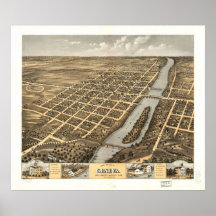 1869 mapa panorámico de la opinión de ojo de pájar impresiones