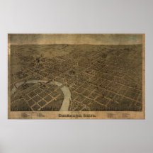 1872 mapa panorámico de la opinión de ojo de pájar posters