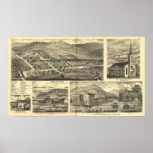 1875 Amesville, mapa panorámico de la opinión de o Impresiones