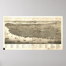 1879 mapa panorámico del ojo del pájaro de Halifax Impresiones