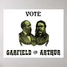 1880 voto Garfield y Arturo, verdes Poster
