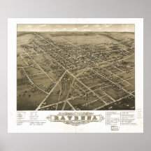 1882 los pájaros de Ravena, OH observan el mapa pa Impresiones