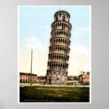 1890s Pisa del vintage la foto de la torre inclina Posters