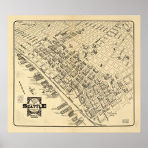 1903 Seattle, mapa panorámico de la opinión de ojo Posters