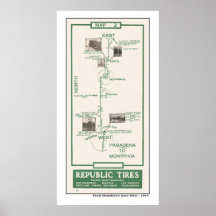 1914 mapa, Pasadena a Monrovia Impresiones