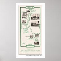 1914 mapa, Santa Paula a Ventura Impresiones
