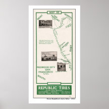 1914 mapa, SF a Redwood City Posters