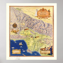 1937 ranchos del mapa del condado de Los Angeles C Impresiones