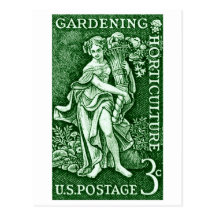 1958 que cultiva un huerto + Sello de la horticult Postales