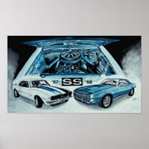 1967 1968 DISEÑOS del ARTE de Chevy Camaro SS por  Poster