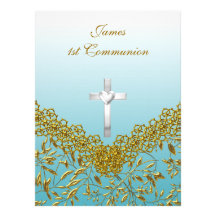 1r Azul de la invitación del fiesta de la comunión